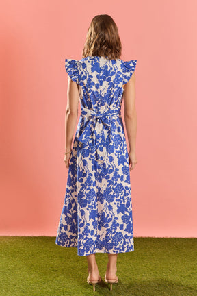 ENGLISH FACTORY - Floral Ruffle Shoulder Midi Dress - DRESSES available at Objectrare