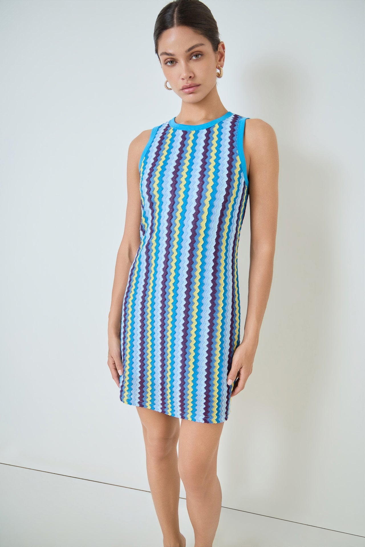 MARSY - Zigzag Knit Mini Dress - DRESSES available at Objectrare