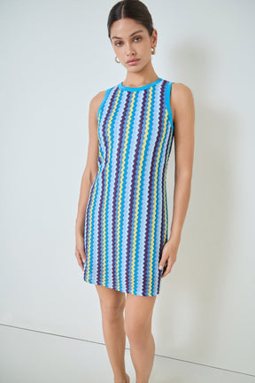 MARSY - Zigzag Knit Mini Dress - DRESSES available at Objectrare