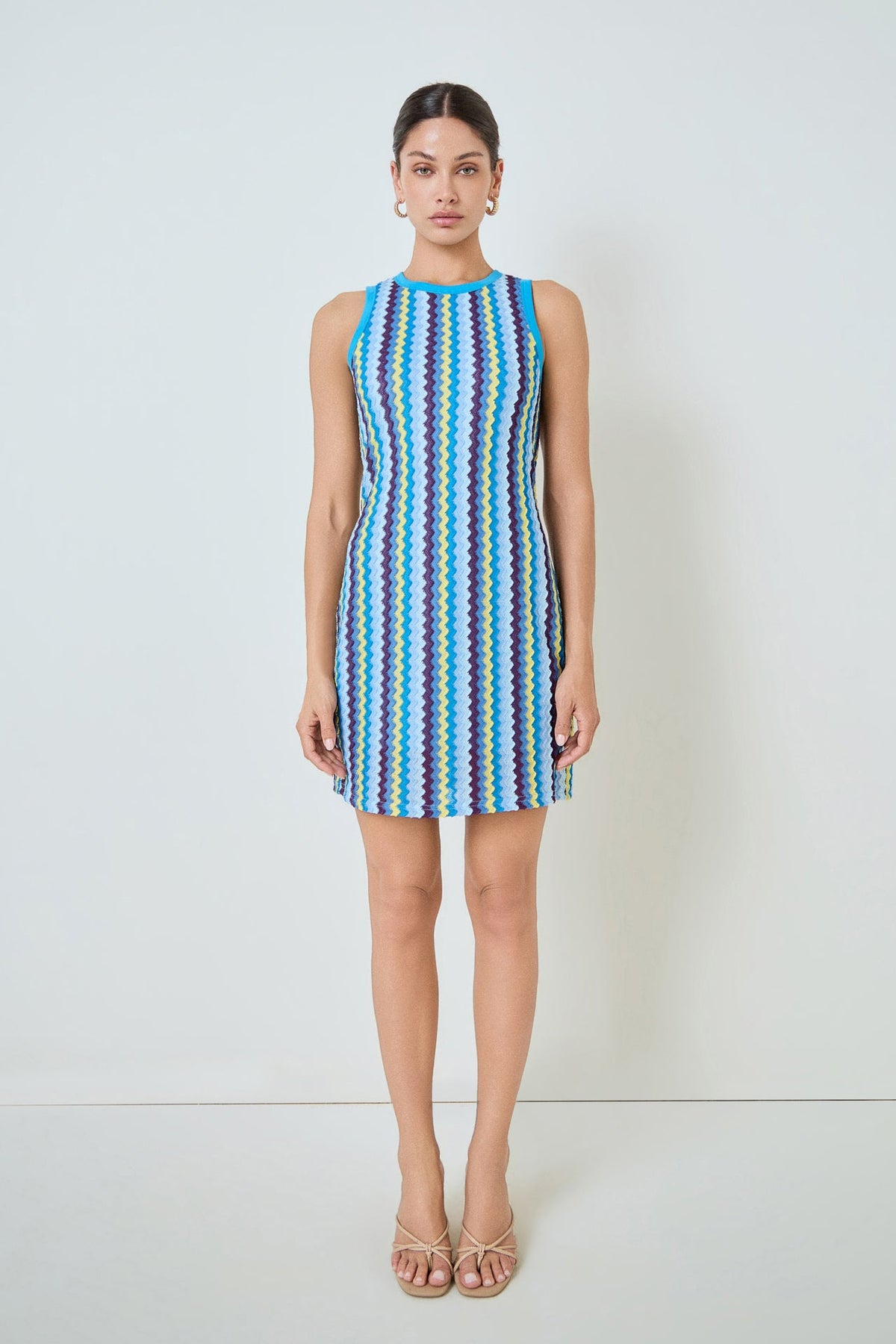 MARSY - Zigzag Knit Mini Dress - DRESSES available at Objectrare