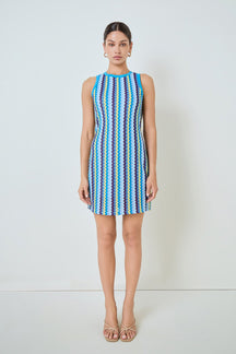 MARSY - Zigzag Knit Mini Dress - DRESSES available at Objectrare