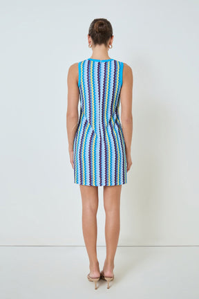MARSY - Zigzag Knit Mini Dress - DRESSES available at Objectrare