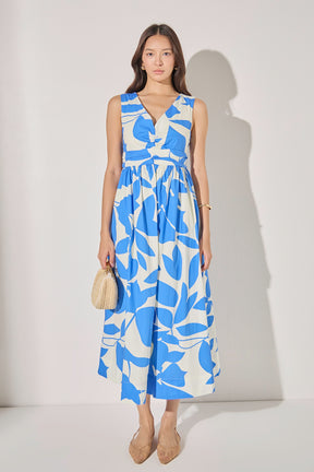 ENGLISH FACTORY - Puff Sleeve Print Ruched Midi Dress - DRESSES available at Objectrare