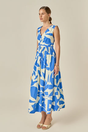 ENGLISH FACTORY - Puff Sleeve Print Ruched Midi Dress - DRESSES available at Objectrare