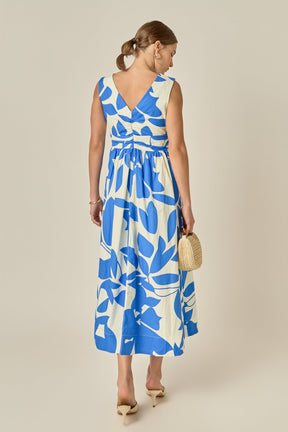 ENGLISH FACTORY - Puff Sleeve Print Ruched Midi Dress - DRESSES available at Objectrare