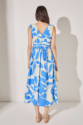 ENGLISH FACTORY - Puff Sleeve Print Ruched Midi Dress - DRESSES available at Objectrare