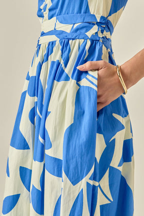 ENGLISH FACTORY - Puff Sleeve Print Ruched Midi Dress - DRESSES available at Objectrare