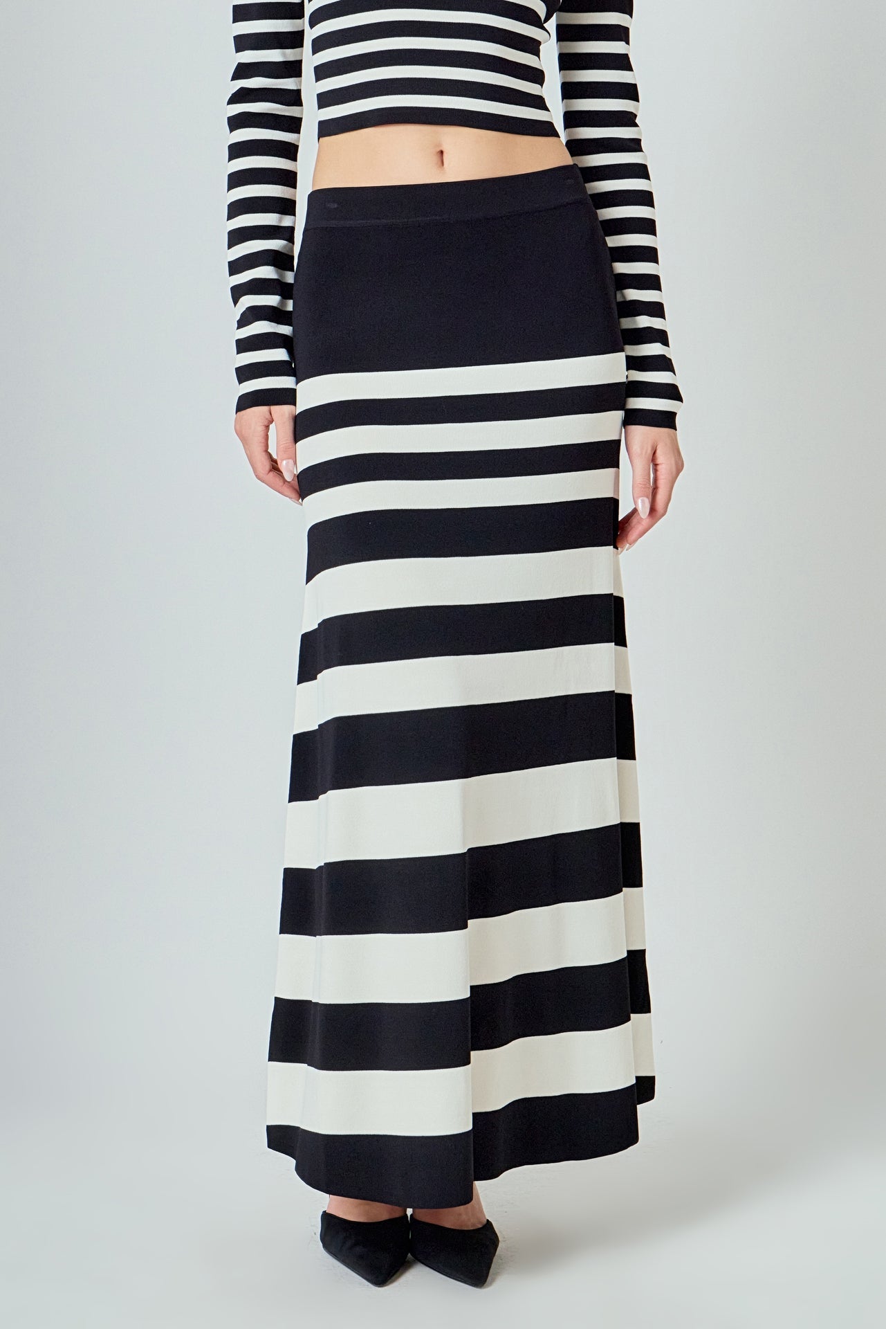 ENDLESS ROSE - Striped Midi Skirt - SKIRTS available at Objectrare