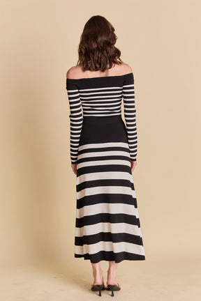 ENDLESS ROSE - Striped Midi Skirt - SKIRTS available at Objectrare