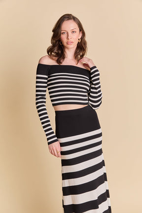 ENDLESS ROSE - Striped Midi Skirt - SKIRTS available at Objectrare