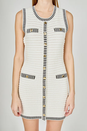 ENDLESS ROSE - Border Sweater Mini Dress - DRESSES available at Objectrare
