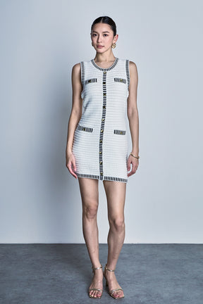 ENDLESS ROSE - Border Sweater Mini Dress - DRESSES available at Objectrare