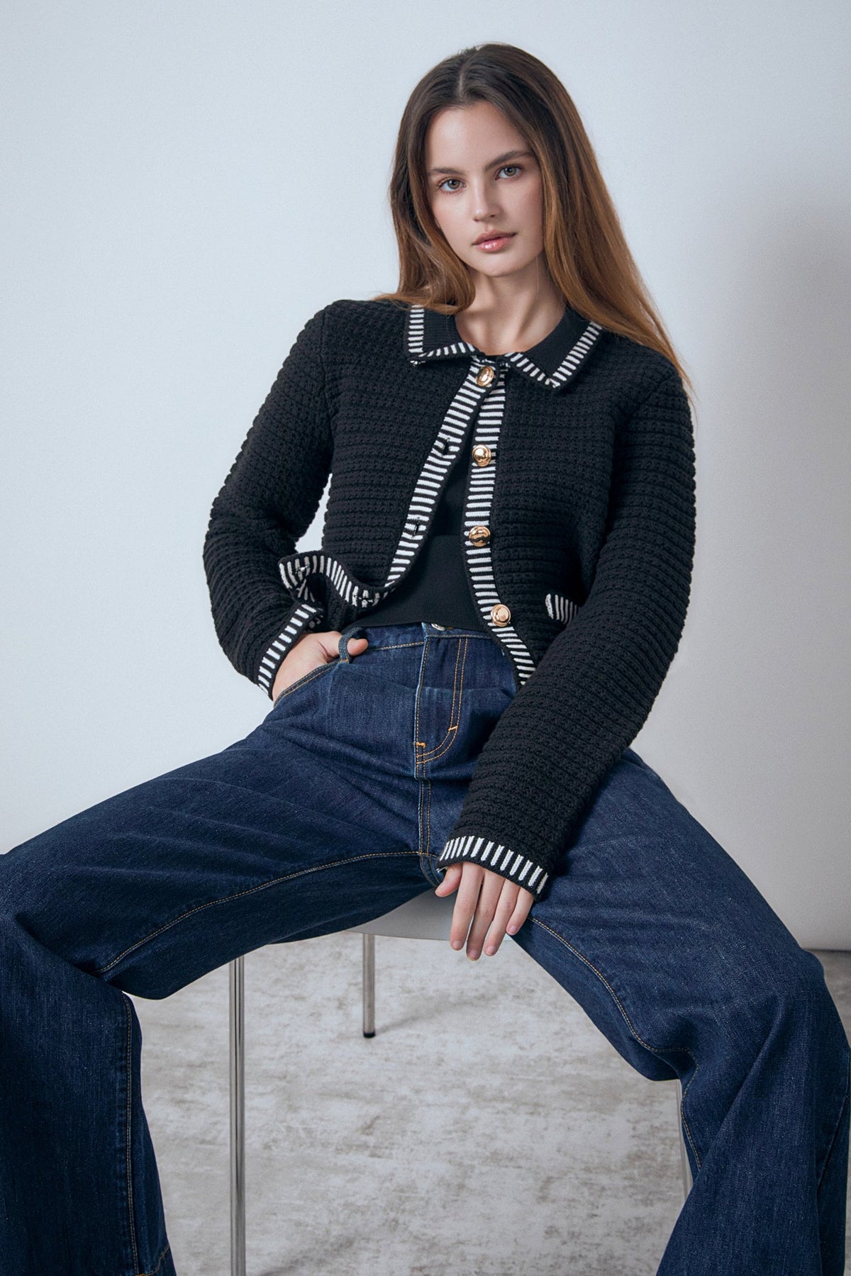 ENDLESS ROSE - Celine Border Buttoned Jacket - SWEATERS & KNITS available at Objectrare
