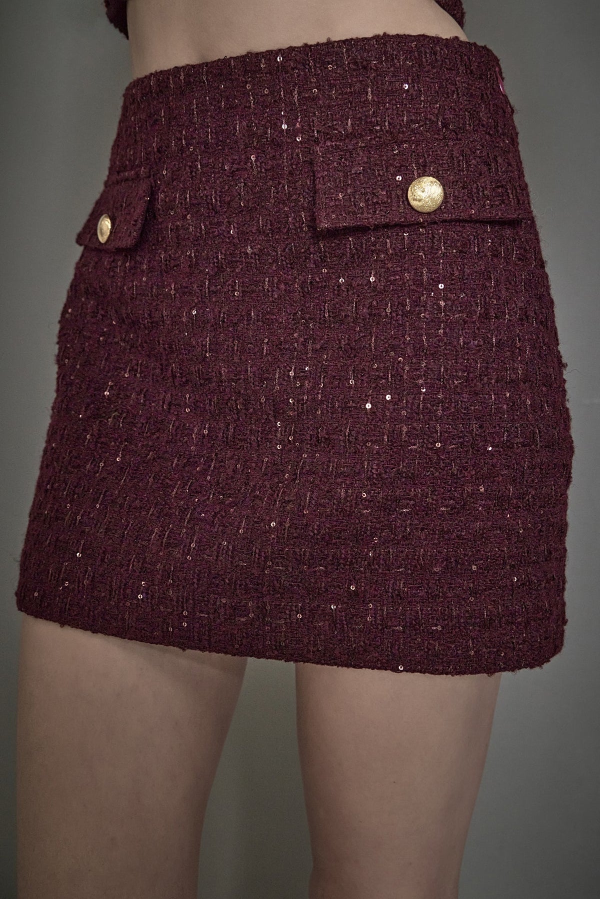 ENDLESS ROSE - Tweed Fringed Mini Skirt - SKIRTS available at Objectrare