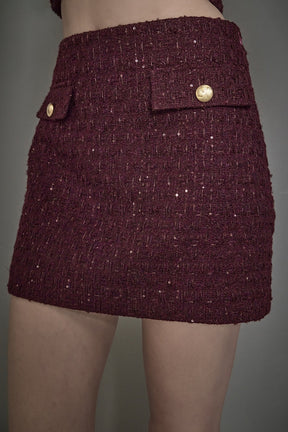 ENDLESS ROSE - Tweed Fringed Mini Skirt - SKIRTS available at Objectrare