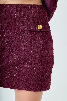 ENDLESS ROSE - Tweed Fringed Mini Skirt - SKIRTS available at Objectrare