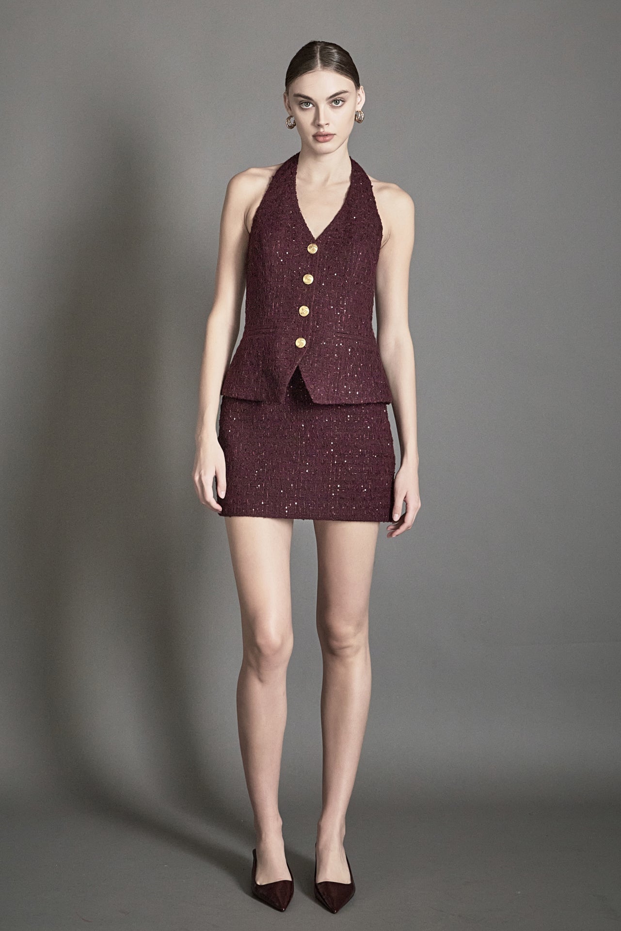 ENDLESS ROSE - Tweed Fringed Mini Skirt - SKIRTS available at Objectrare
