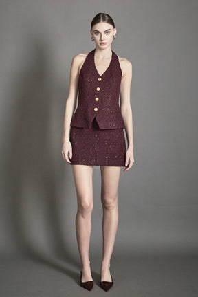 ENDLESS ROSE - Tweed Fringed Mini Skirt - SKIRTS available at Objectrare