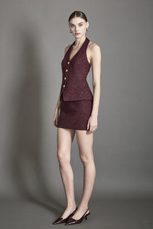 ENDLESS ROSE - Tweed Fringed Mini Skirt - SKIRTS available at Objectrare