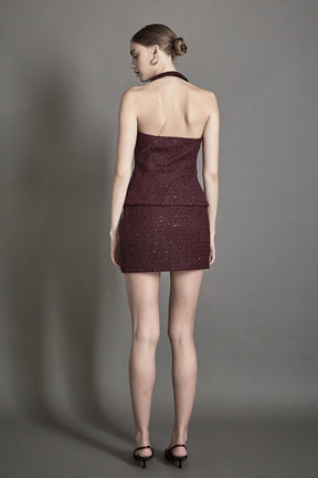 ENDLESS ROSE - Tweed Fringed Mini Skirt - SKIRTS available at Objectrare