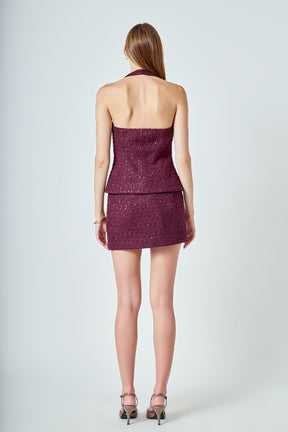 ENDLESS ROSE - Tweed Fringed Mini Skirt - SKIRTS available at Objectrare
