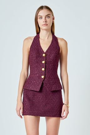 ENDLESS ROSE - Tweed Halter Vest - TOPS available at Objectrare