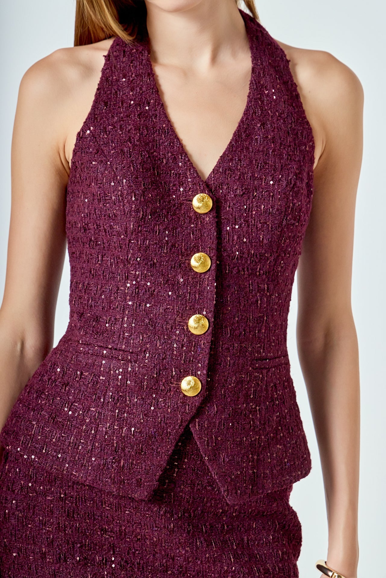 ENDLESS ROSE - Tweed Halter Vest - TOPS available at Objectrare