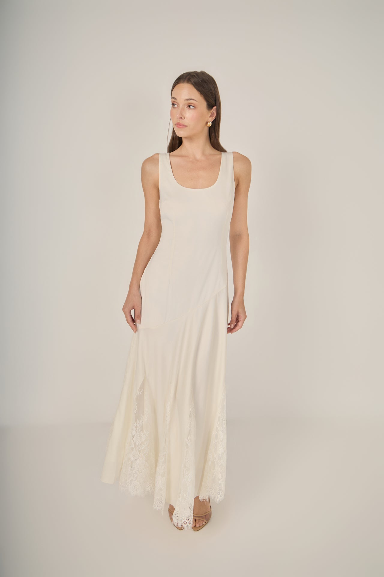 ENDLESS ROSE - Lace Satin Maxi Dress - DRESSES available at Objectrare
