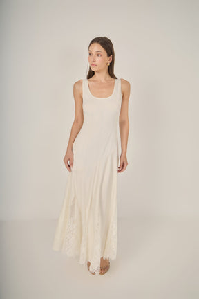 ENDLESS ROSE - Lace Satin Maxi Dress - DRESSES available at Objectrare