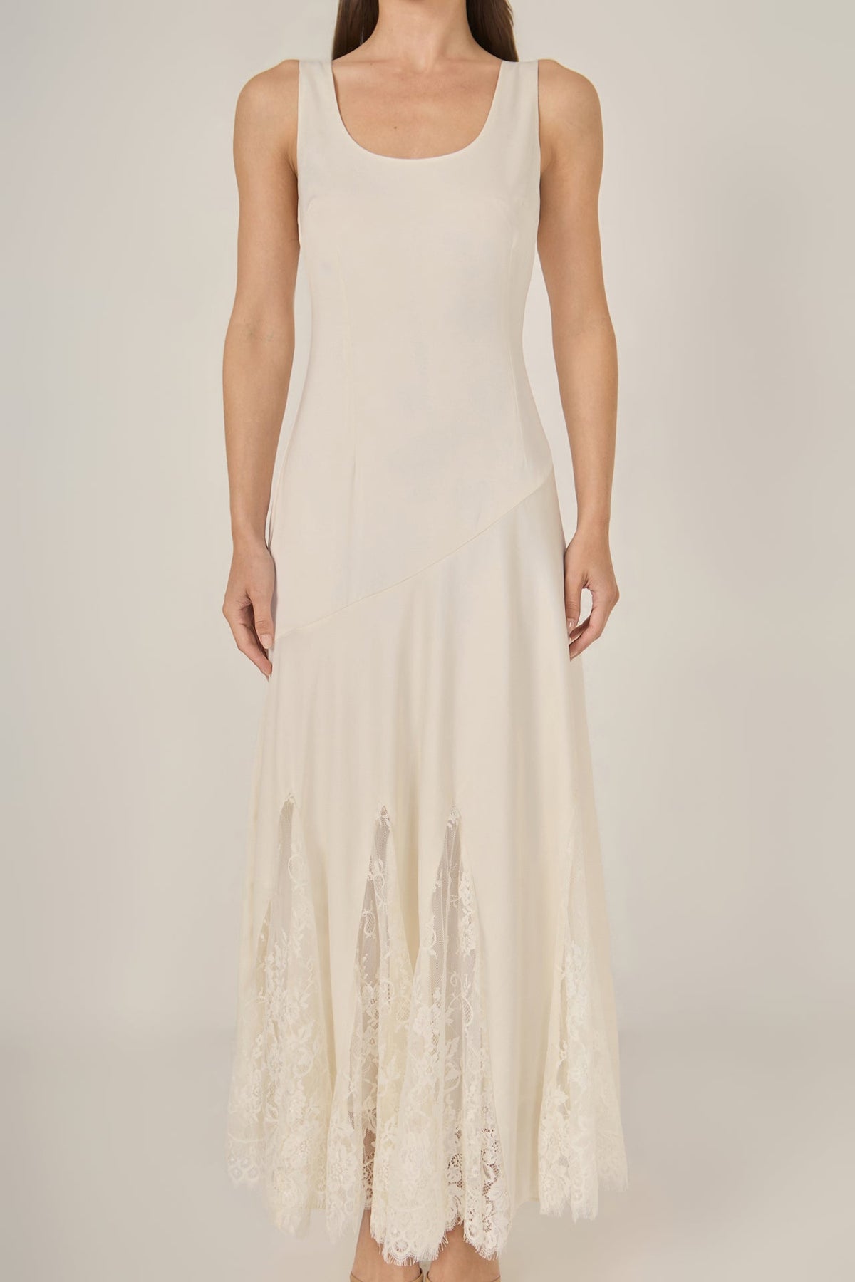 Lace Satin Maxi Dress