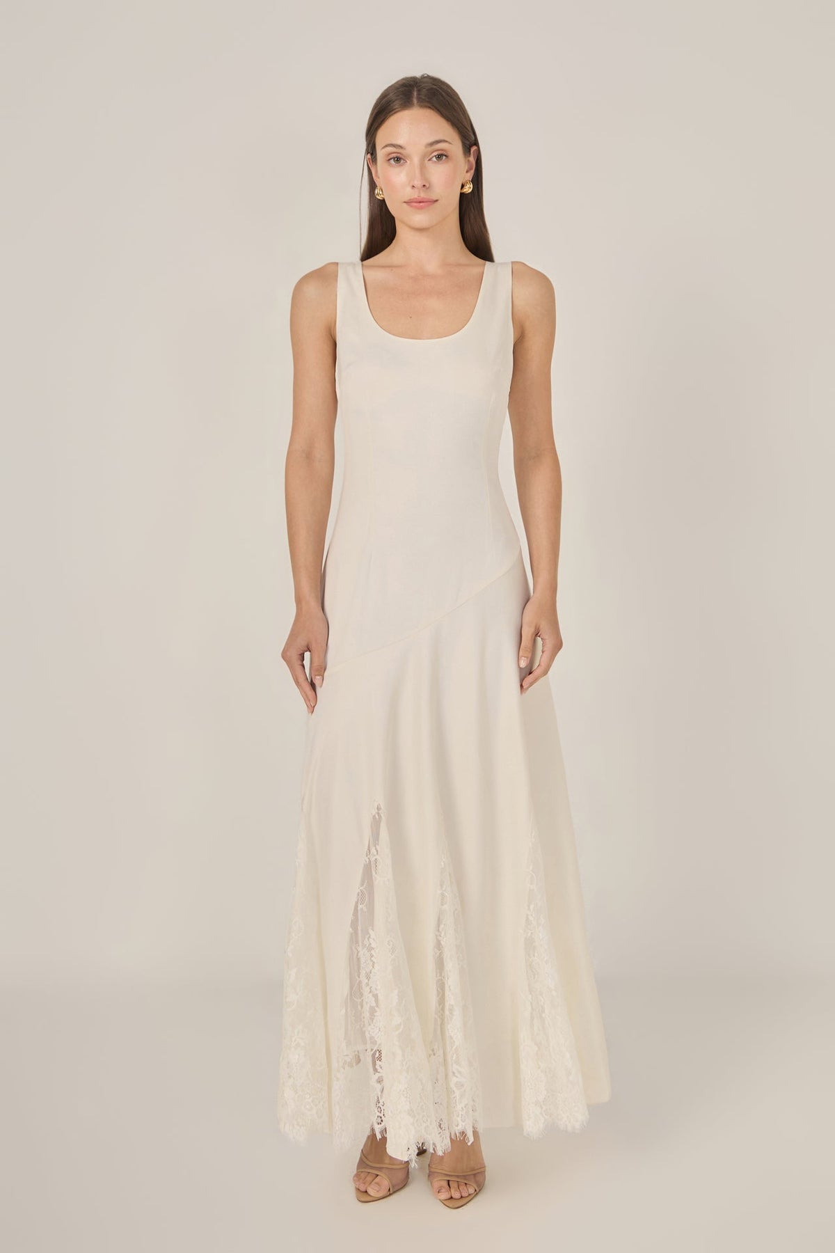 Lace Satin Maxi Dress