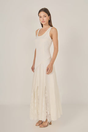ENDLESS ROSE - Lace Satin Maxi Dress - DRESSES available at Objectrare