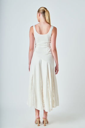 Lace Satin Maxi Dress
