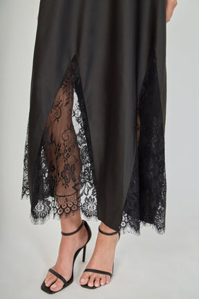 ENDLESS ROSE - Satin Lace Maxi Skirt - SKIRTS available at Objectrare