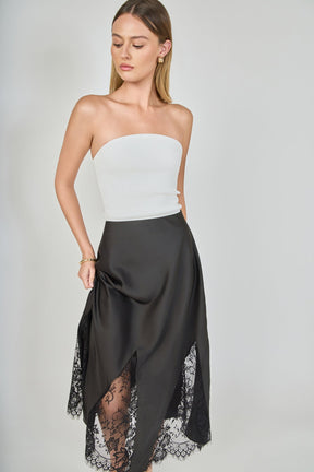 ENDLESS ROSE - Satin Lace Maxi Skirt - SKIRTS available at Objectrare