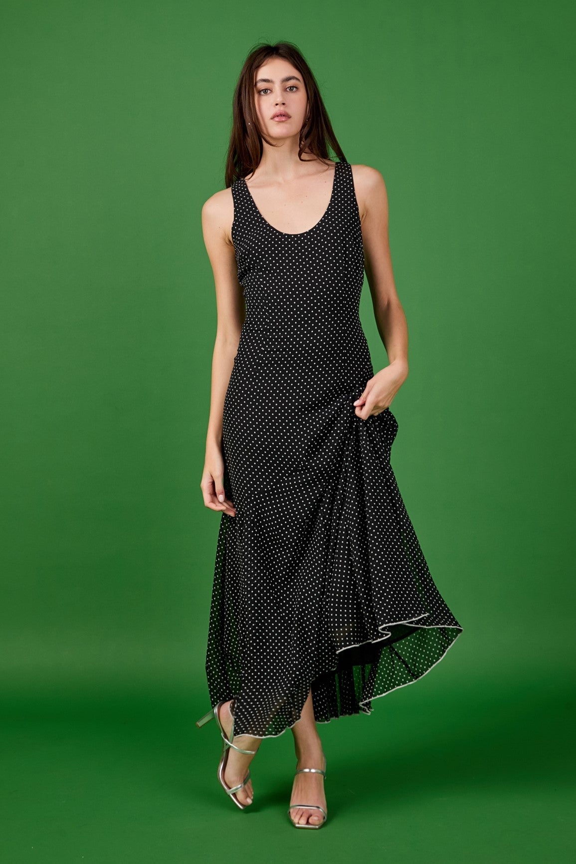 ENDLESS ROSE - Becca Chiffon Polka Dot Maxi Dress - DRESSES available at Objectrare