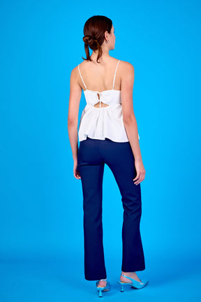 ENDLESS ROSE - Evelyn Back Tie Textured Babydoll Top - TOPS available at Objectrare