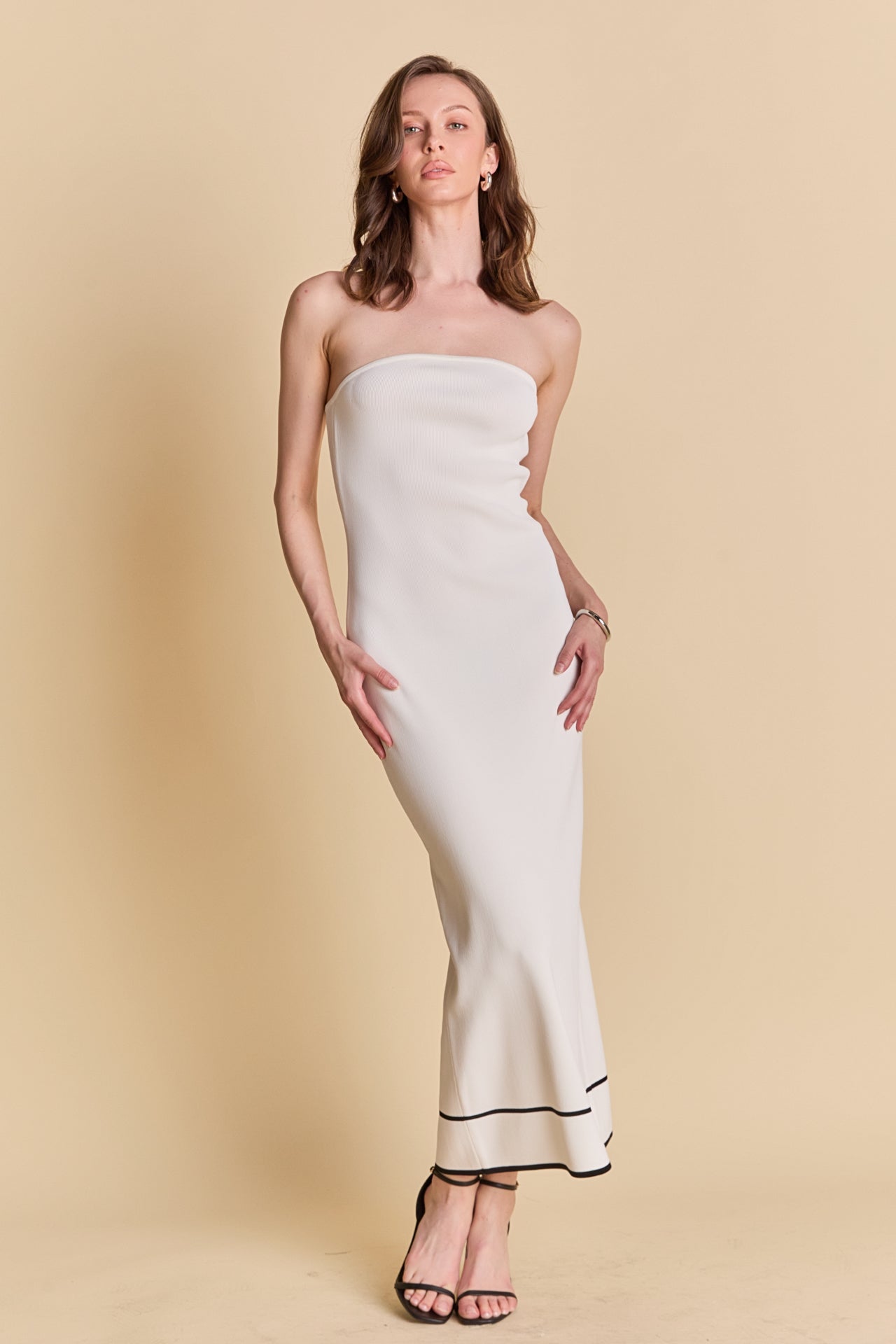 ENDLESS ROSE - Strapless Knit Midi Dress - DRESSES available at Objectrare