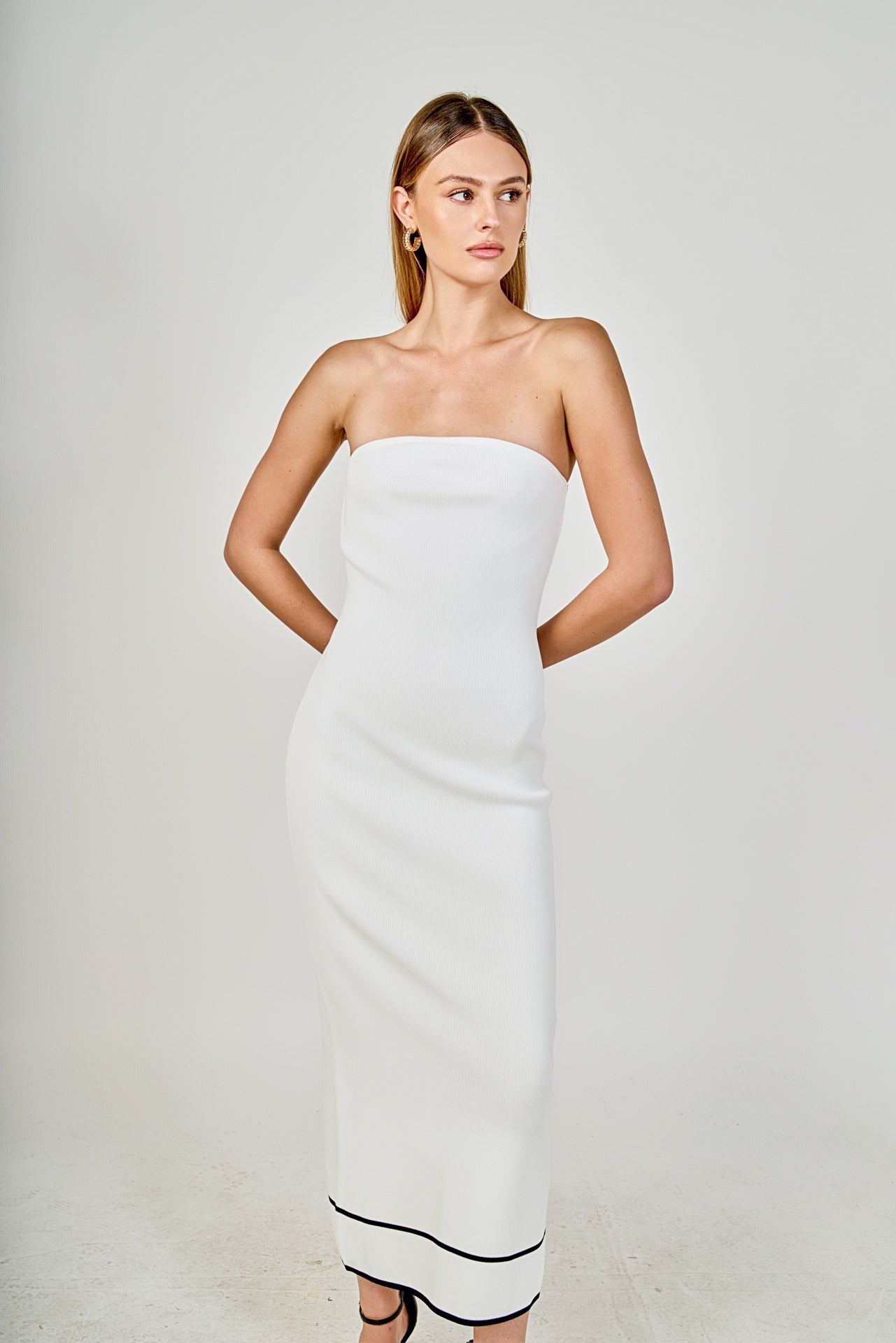 ENDLESS ROSE - Strapless Knit Midi Dress - DRESSES available at Objectrare