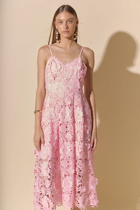 ENDLESS ROSE - 3D Applique Midi Dress - DRESSES available at Objectrare