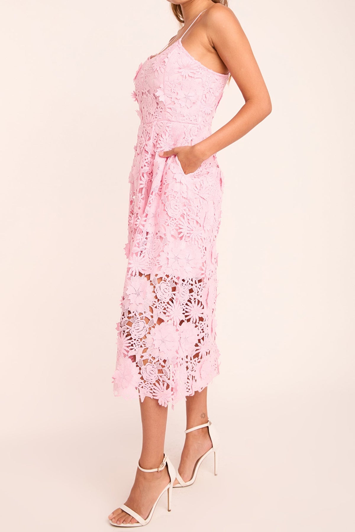 ENDLESS ROSE - 3D Applique Midi Dress - DRESSES available at Objectrare