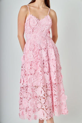 ENDLESS ROSE - 3D Applique Midi Dress - DRESSES available at Objectrare