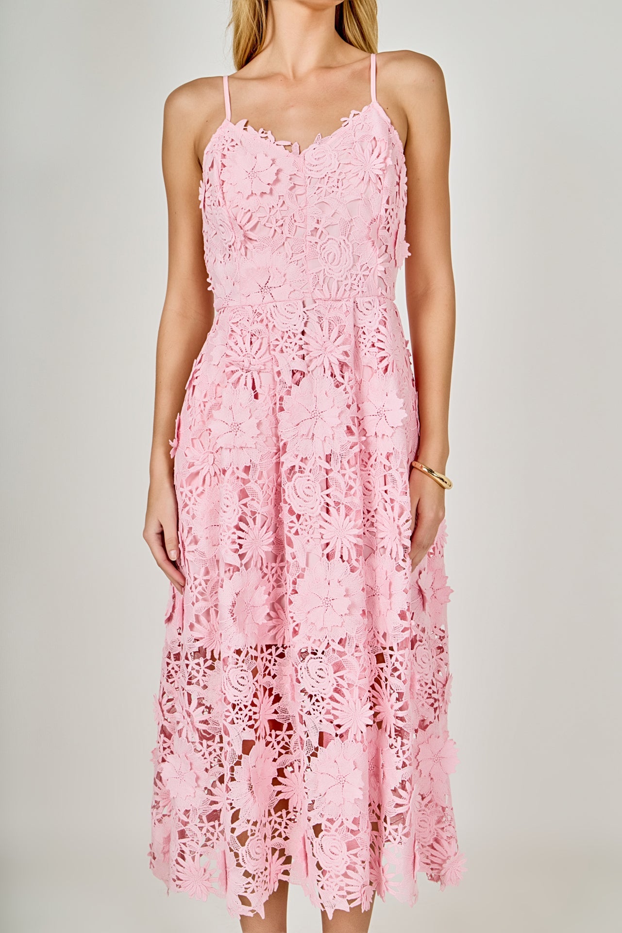ENDLESS ROSE - 3D Applique Midi Dress - DRESSES available at Objectrare