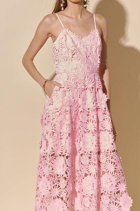 ENDLESS ROSE - 3D Applique Midi Dress - DRESSES available at Objectrare