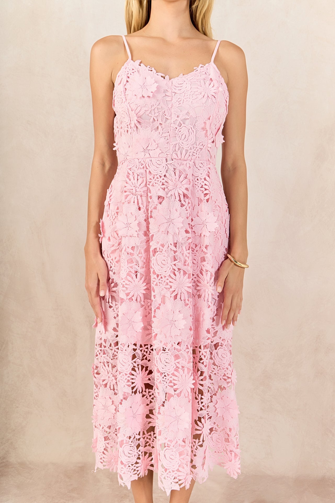 ENDLESS ROSE - 3D Applique Midi Dress - DRESSES available at Objectrare