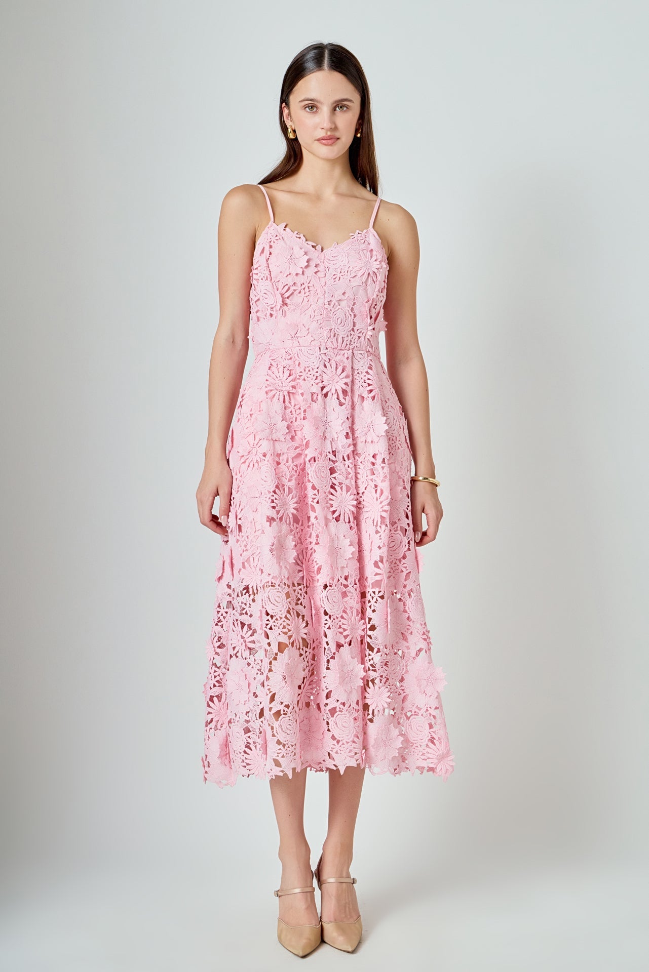 ENDLESS ROSE - 3D Applique Midi Dress - DRESSES available at Objectrare