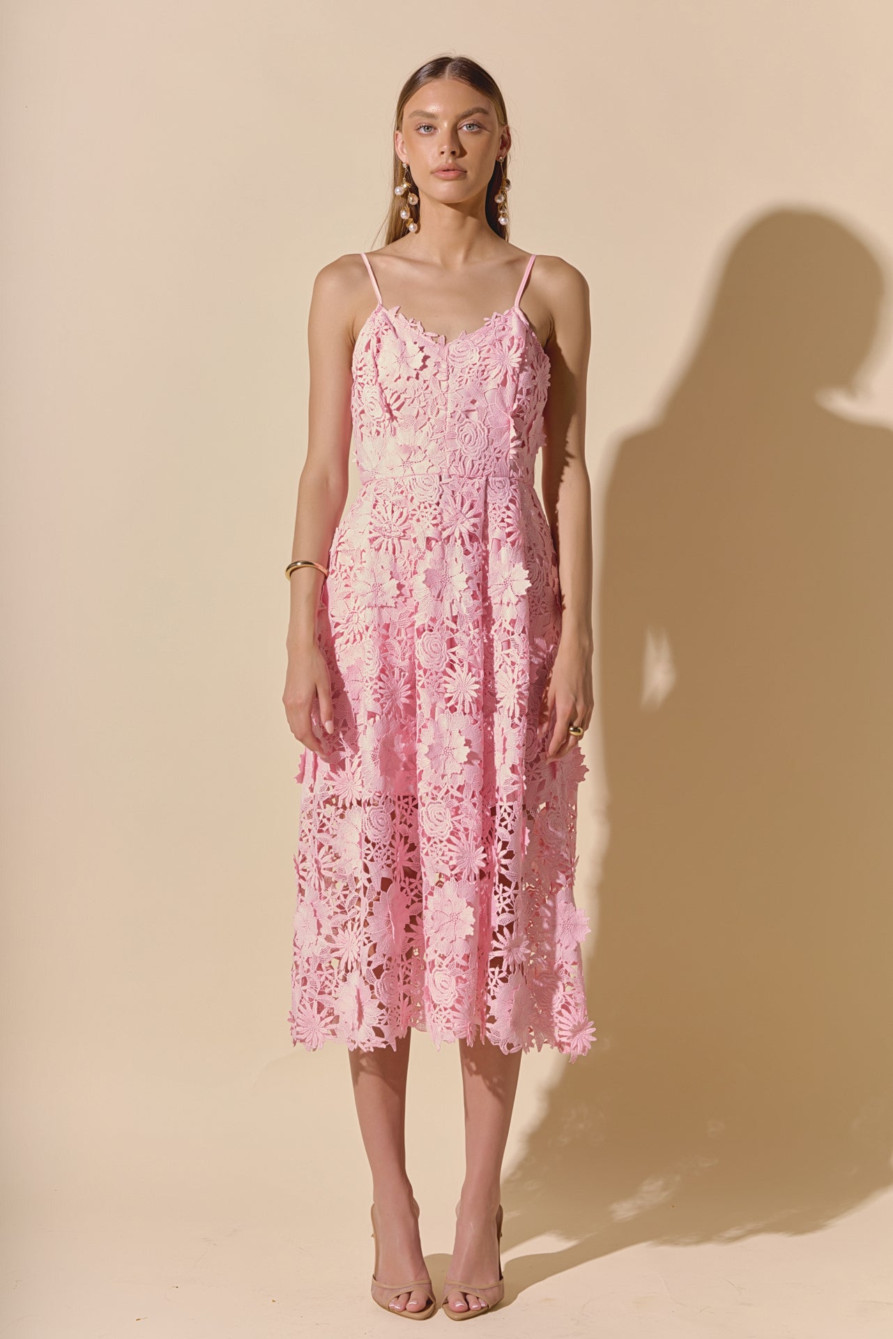 ENDLESS ROSE - 3D Applique Midi Dress - DRESSES available at Objectrare