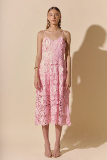 ENDLESS ROSE - 3D Applique Midi Dress - DRESSES available at Objectrare