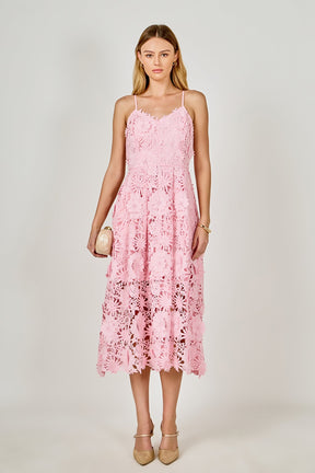 ENDLESS ROSE - 3D Applique Midi Dress - DRESSES available at Objectrare