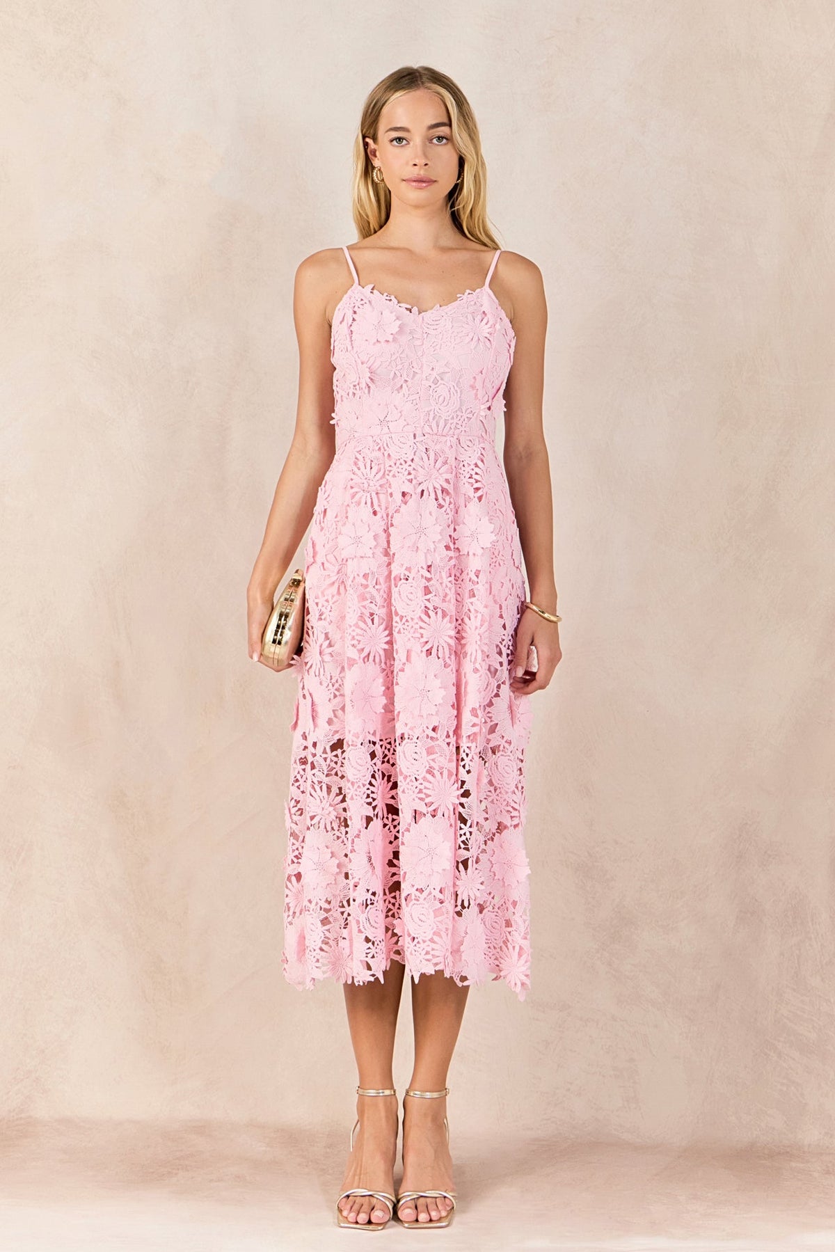 ENDLESS ROSE - 3D Applique Midi Dress - DRESSES available at Objectrare